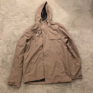 Under Armour; Hooded ski jacket shell, windbreaker, zipper, waist adjustment